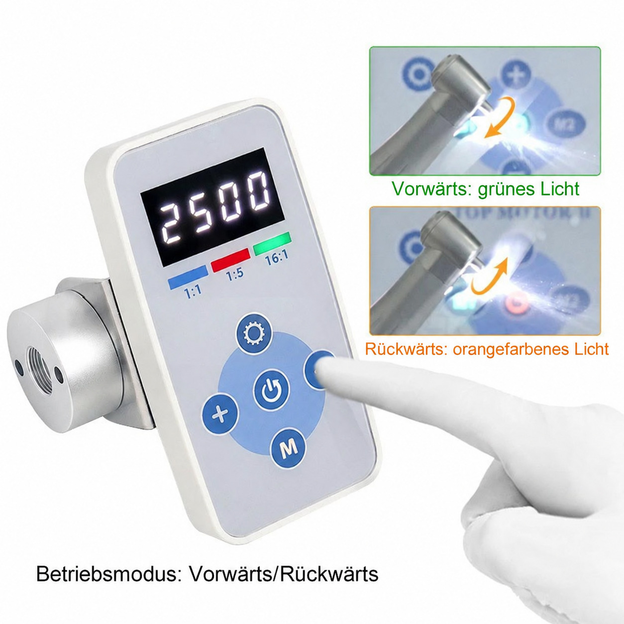 Elektrischer LED-Mikromotor f&uuml;r den zahn&auml;rztlichen Einbau, mit b&uuml;rstenlosem Motor