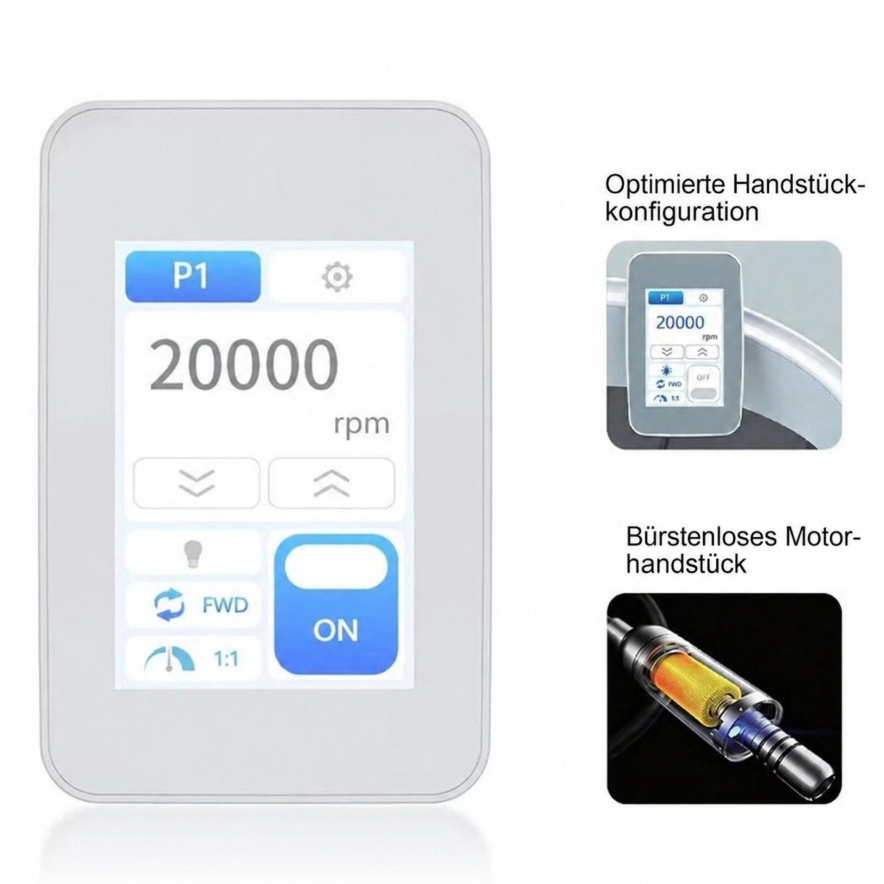 B&uuml;rstenloser Einbau-Mikromotor f&uuml;r die Zahnarzt Behandlungseinheit (mit Touchscreen)