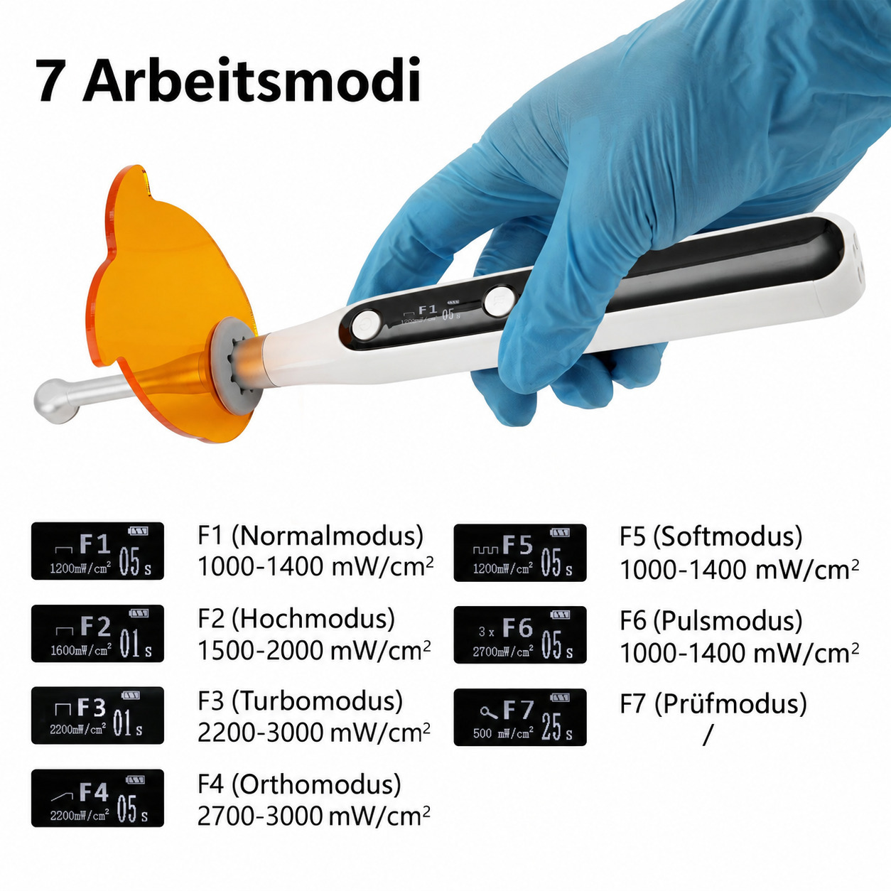 PULIHUA PLH-320 Dental-Polymerisationslampe (3000 mW/cm&sup2;) mit 7 Arbeitsmodi