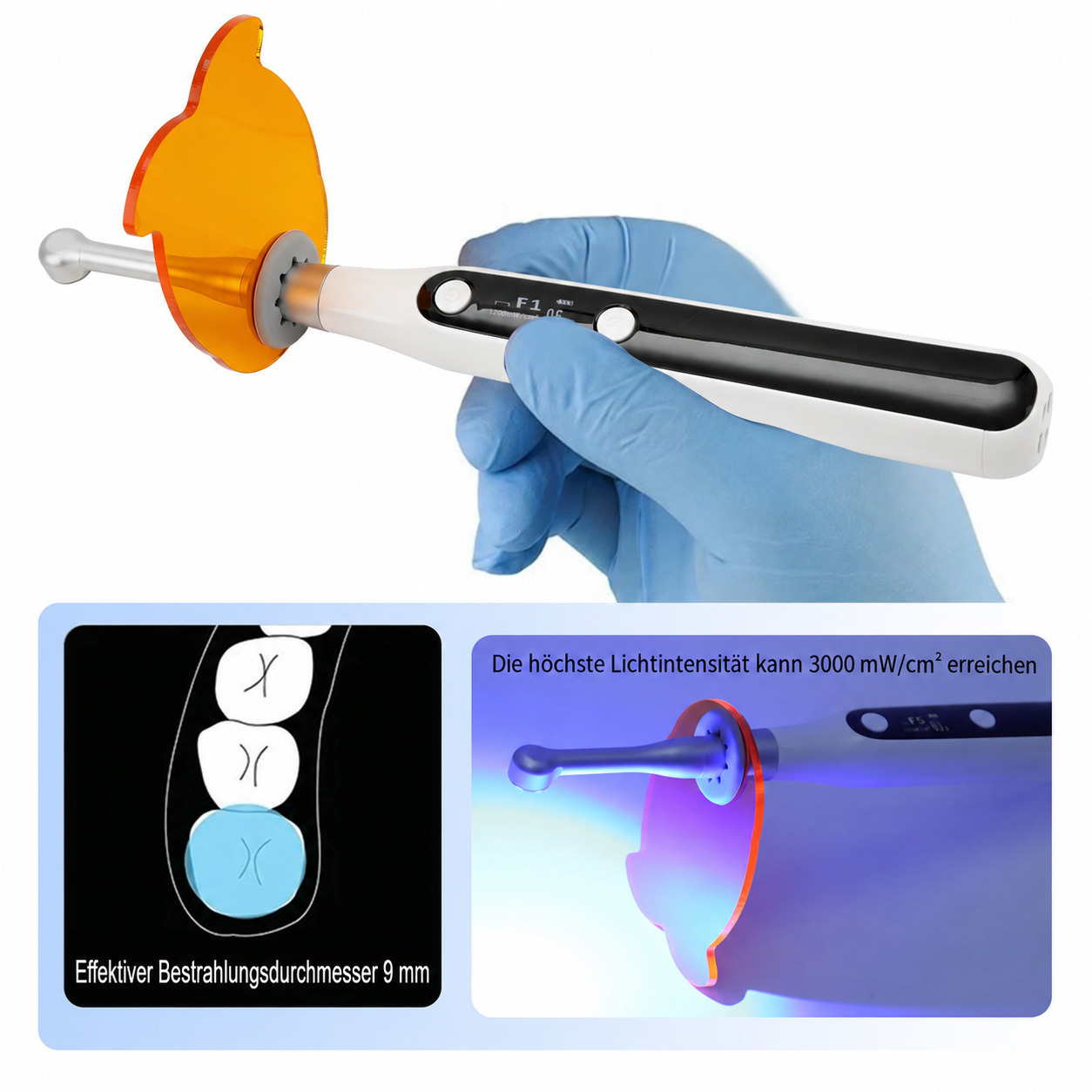 PULIHUA PLH-320 Dental-Polymerisationslampe (3000 mW/cm&sup2;) mit 7 Arbeitsmodi