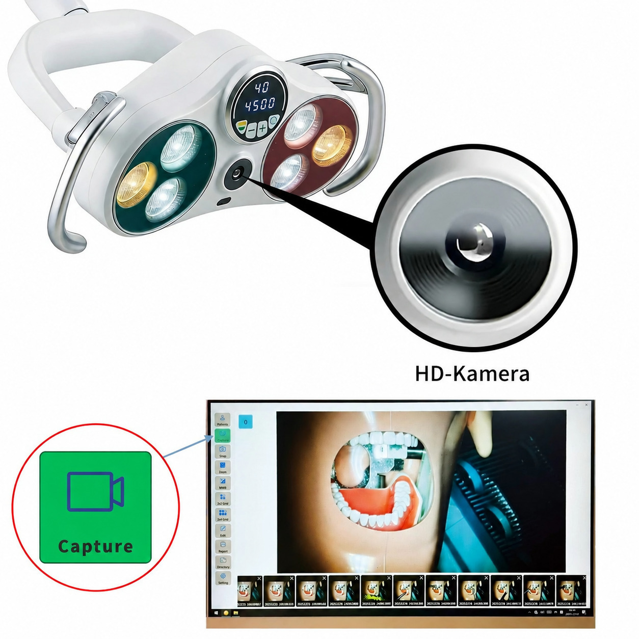 KY KY-P183 Zahn&auml;rztliche LED-Behandlungsleuchte /OP-Lampen (26 mm) mit kabelloser videokamera