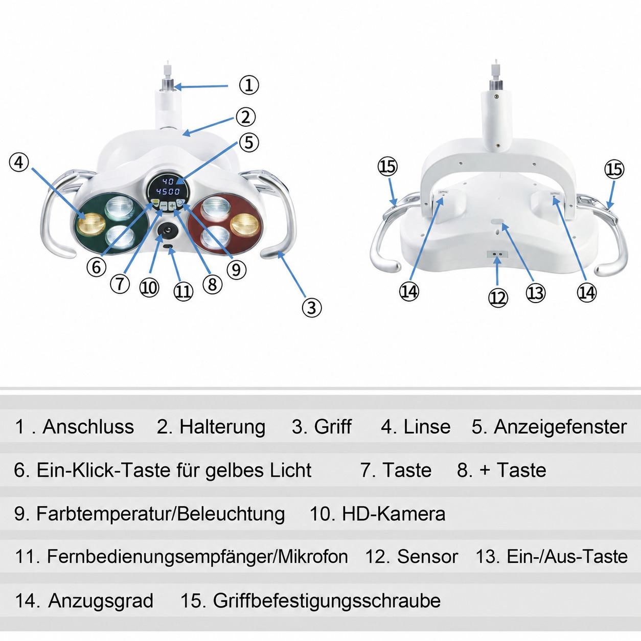 KY KY-P183 Zahn&auml;rztliche LED-Behandlungsleuchte /OP-Lampen (26 mm) mit kabelloser videokamera