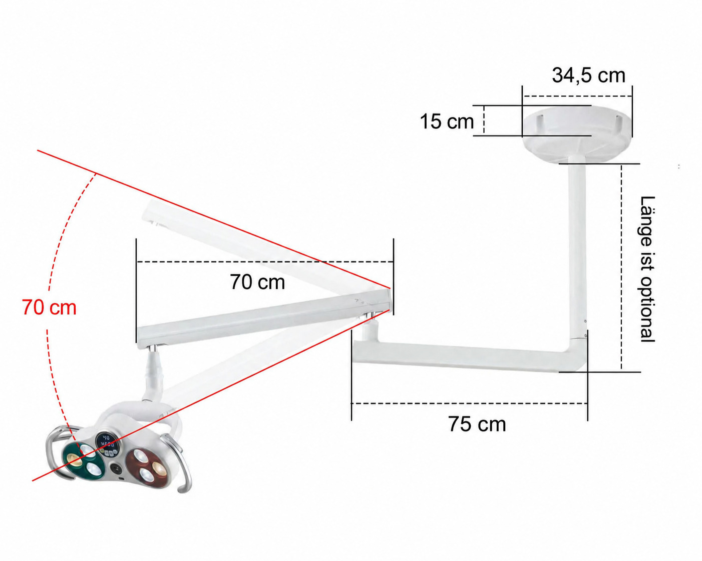 KY KY-P183 Deckenmontierte LED-OP-Leuchte f&uuml;r Zahn&auml;rzte mit integrierter drahtloser videokamera