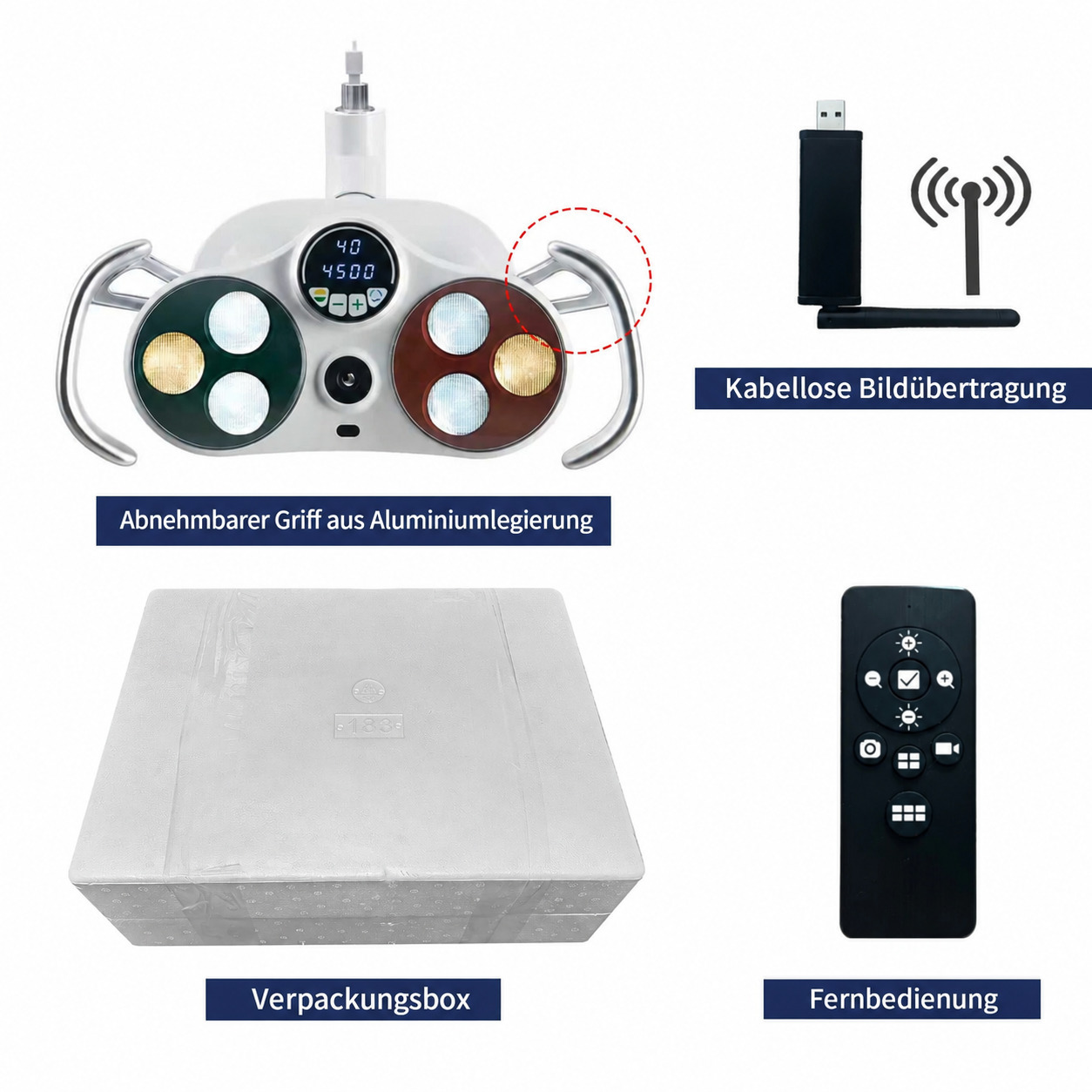 KY KY-P183 Deckenmontierte LED-OP-Leuchte f&uuml;r Zahn&auml;rzte mit integrierter drahtloser videokamera