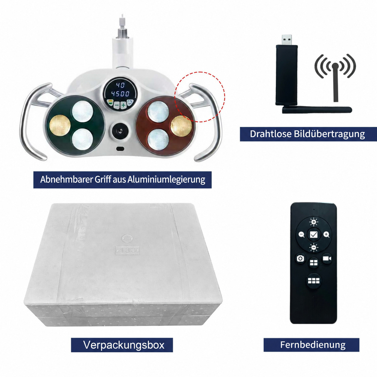KWS KD-2036L-4 80W dental LED chirurgieleuchte mit Standfu&szlig; und integrierter drahtloser Kamera