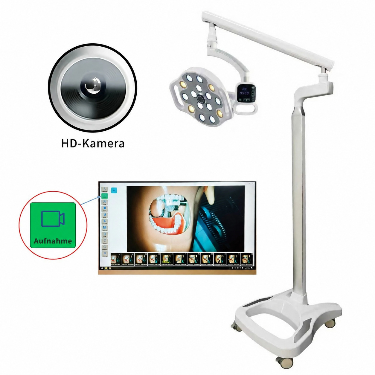 KY KY-P132-2 LED-Operationsleuchte f&uuml;r die Zahnmedizin mit standfu&szlig; und integrierter drahtloser kamera