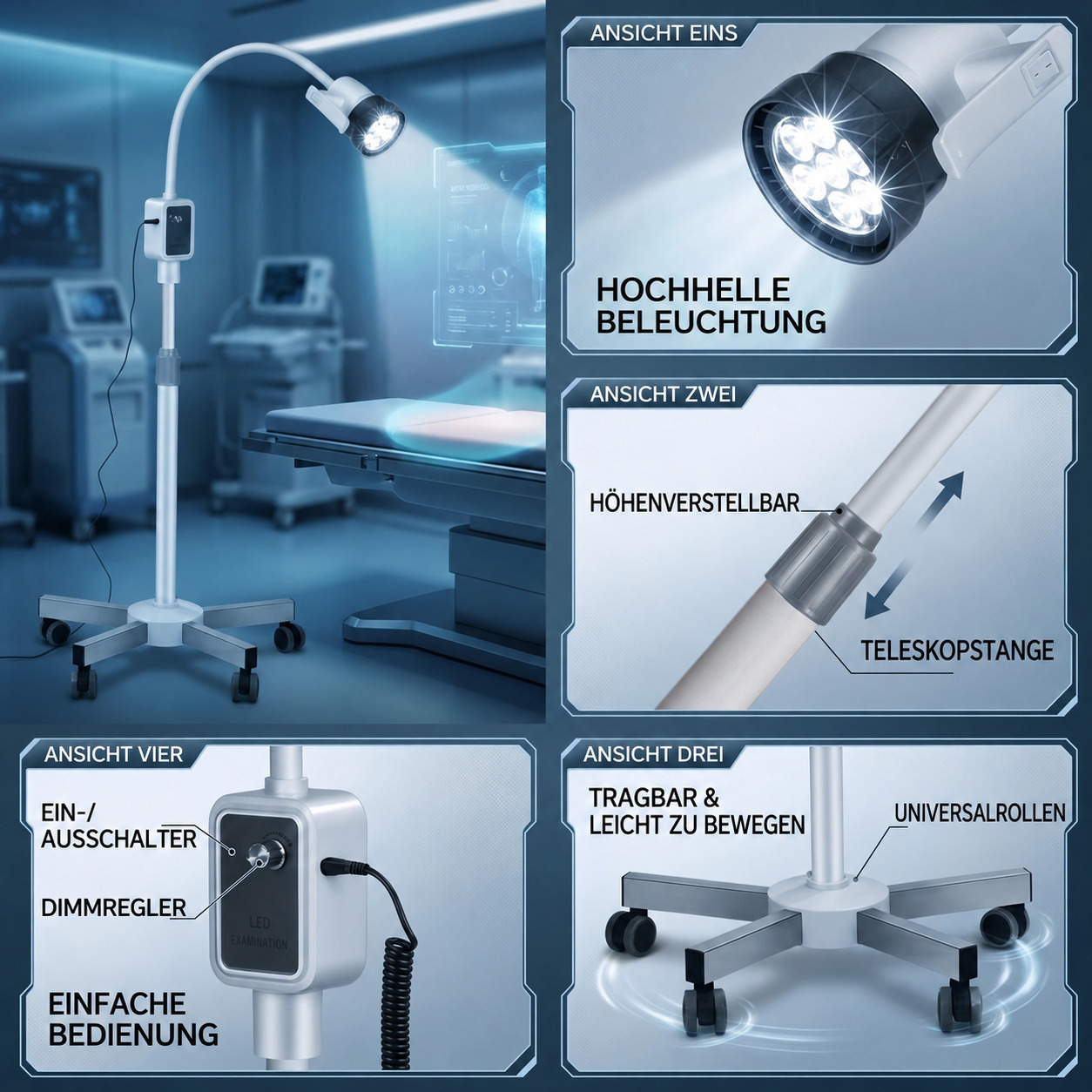 Micare JD1000L Zahn&auml;rztliche Untersuchungsleuchte, 15-W-LED-Kaltlicht