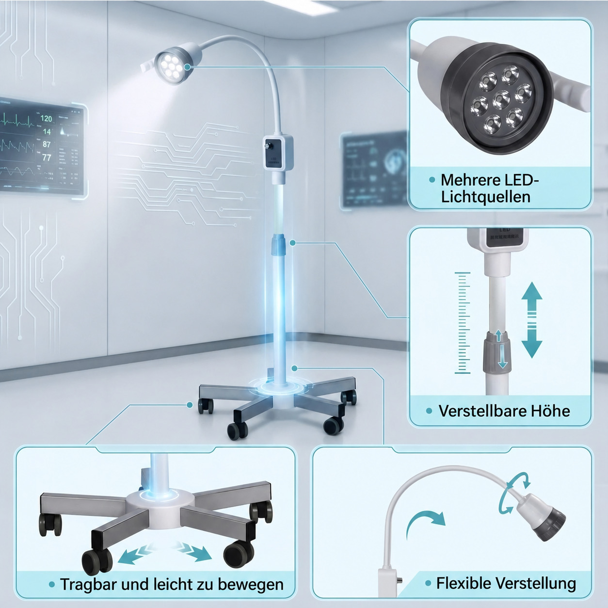 Micare JD1000L Zahn&auml;rztliche Untersuchungsleuchte, 15-W-LED-Kaltlicht