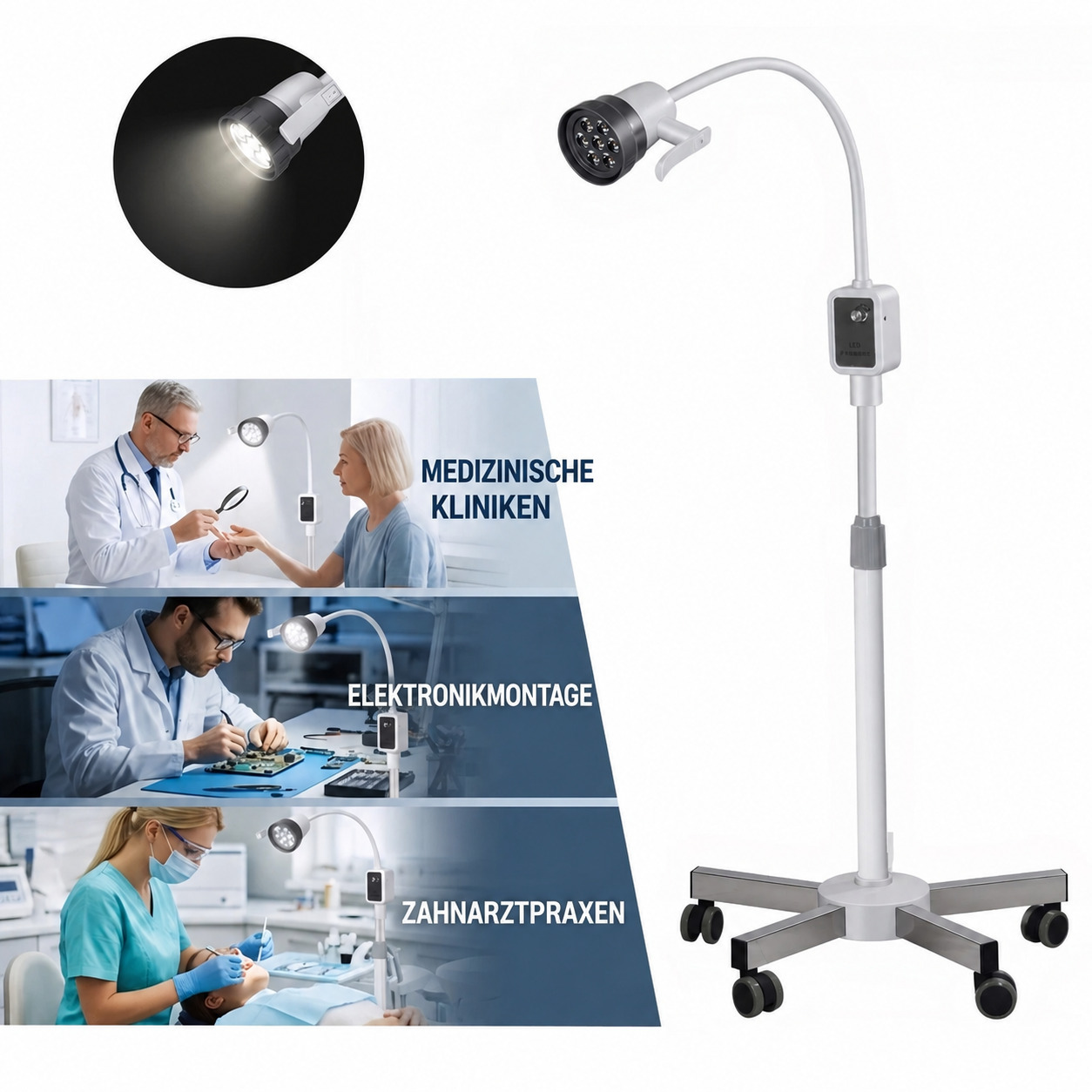 Micare JD1000L Zahn&auml;rztliche Untersuchungsleuchte, 15-W-LED-Kaltlicht