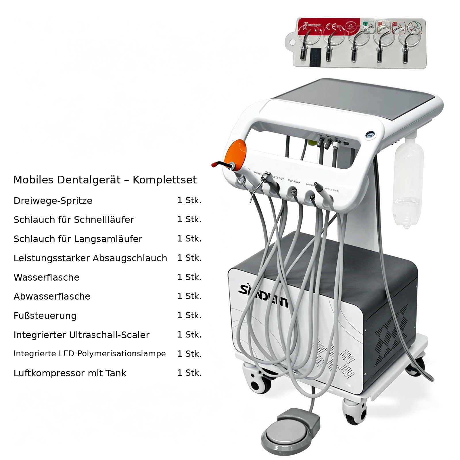 ANZHI AZ-AP302D zahn&auml;rztliche mobile Behandlungseinheit mit integriertem Kompressor