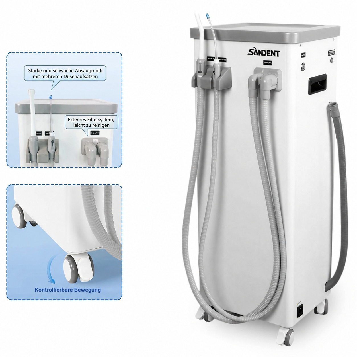 ANZHI AZ-A01 Mobiles Absaugger&auml;t f&uuml;r die Zahnmedizin, Vakuumpumpe 800 l/min, 400 W