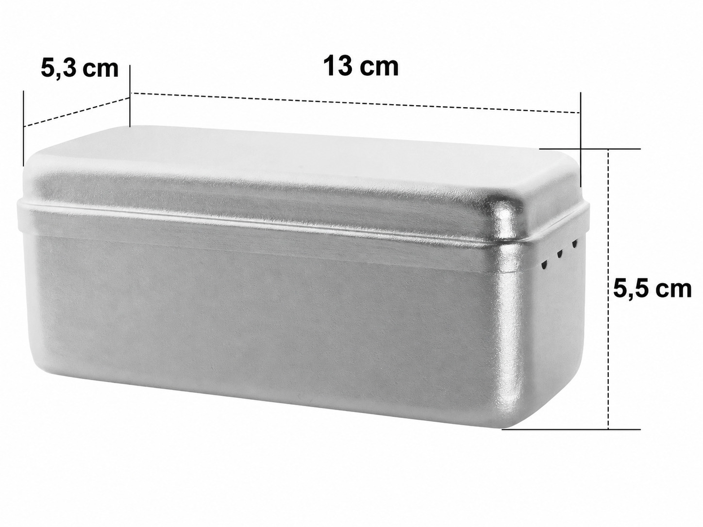 Aluminium-Box mit 60 Bohrungen f&uuml;r die Autoklaven-Sterilisation von endodontischen feilen