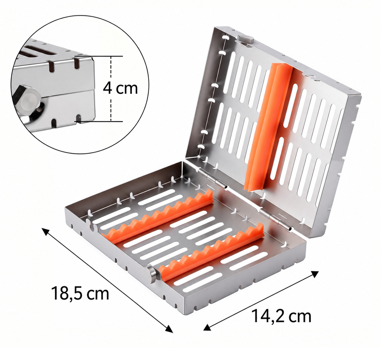 Instrumenten sterilisierkassette 185 x 142 x 40 mm (einzelne kassette f&uuml;r 10 instrumente)