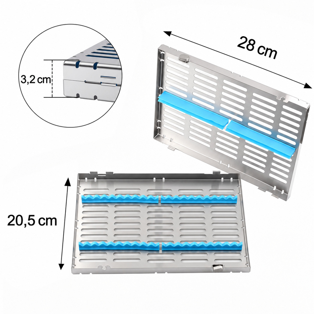 Instrumenten sterilisierkassette 280 x 205 x 32 mm (einzelne kassette f&uuml;r 20 instrumente)