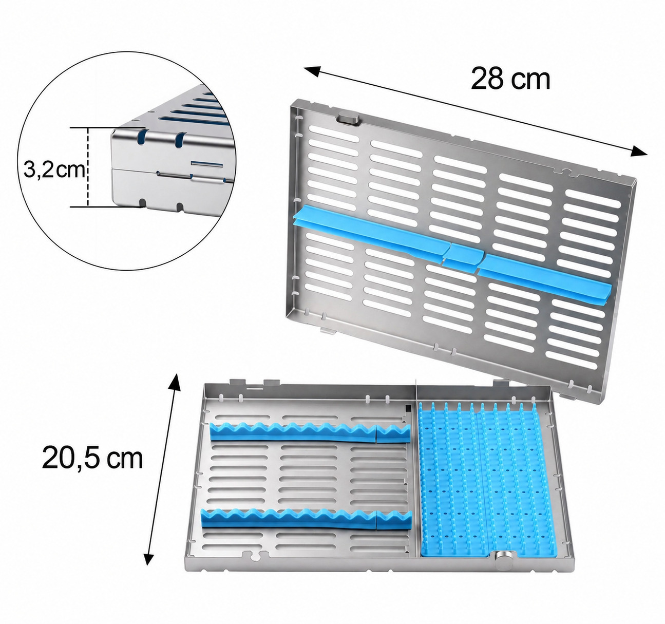 Instrumenten sterilisierkassette Typ A 280 x 205 x 32 mm (einzelne kassette f&uuml;r 20 instrumente)