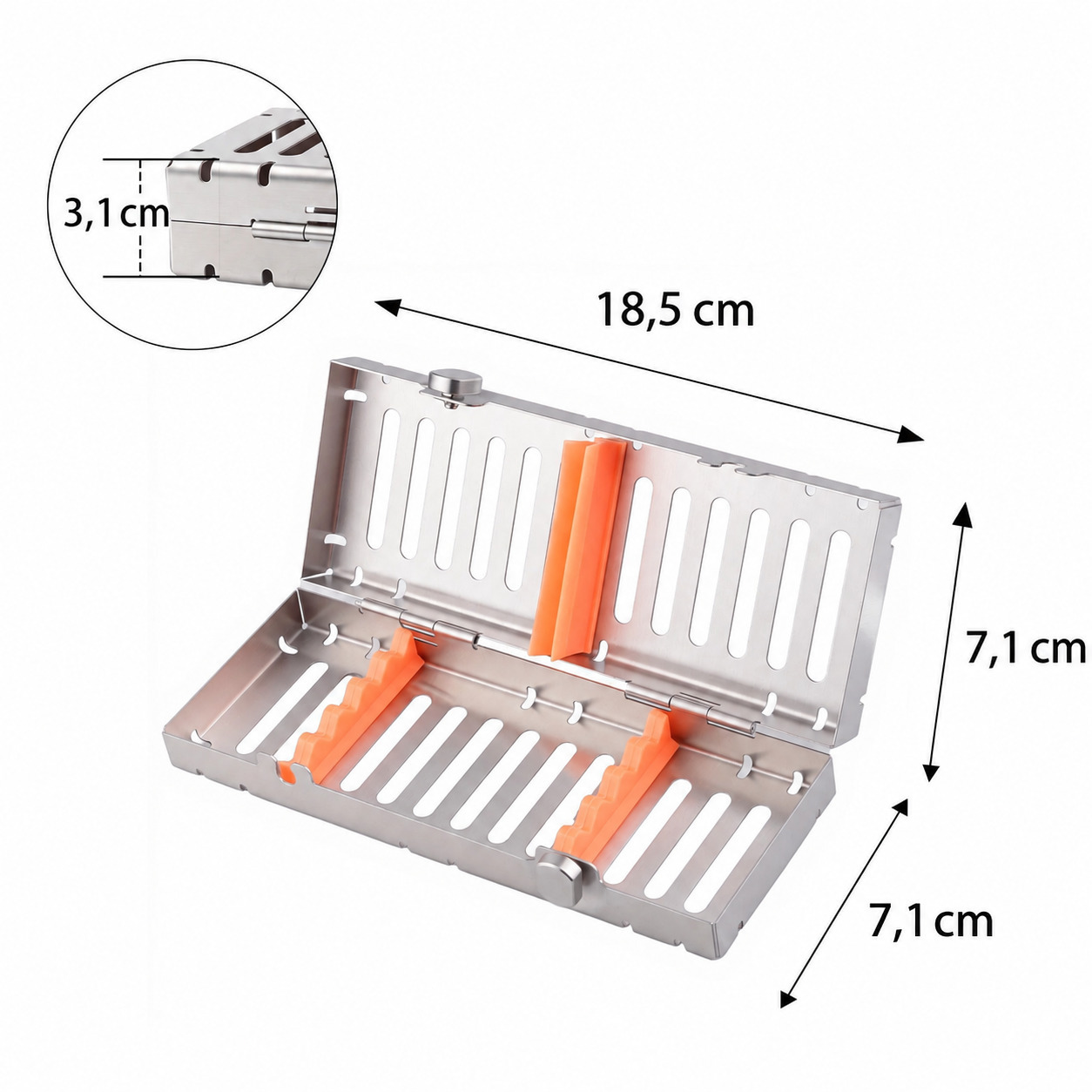Instrumenten sterilisierkassette 185 x 71 x 31 mm (einzelne kassette f&uuml;r 5 instrumente)