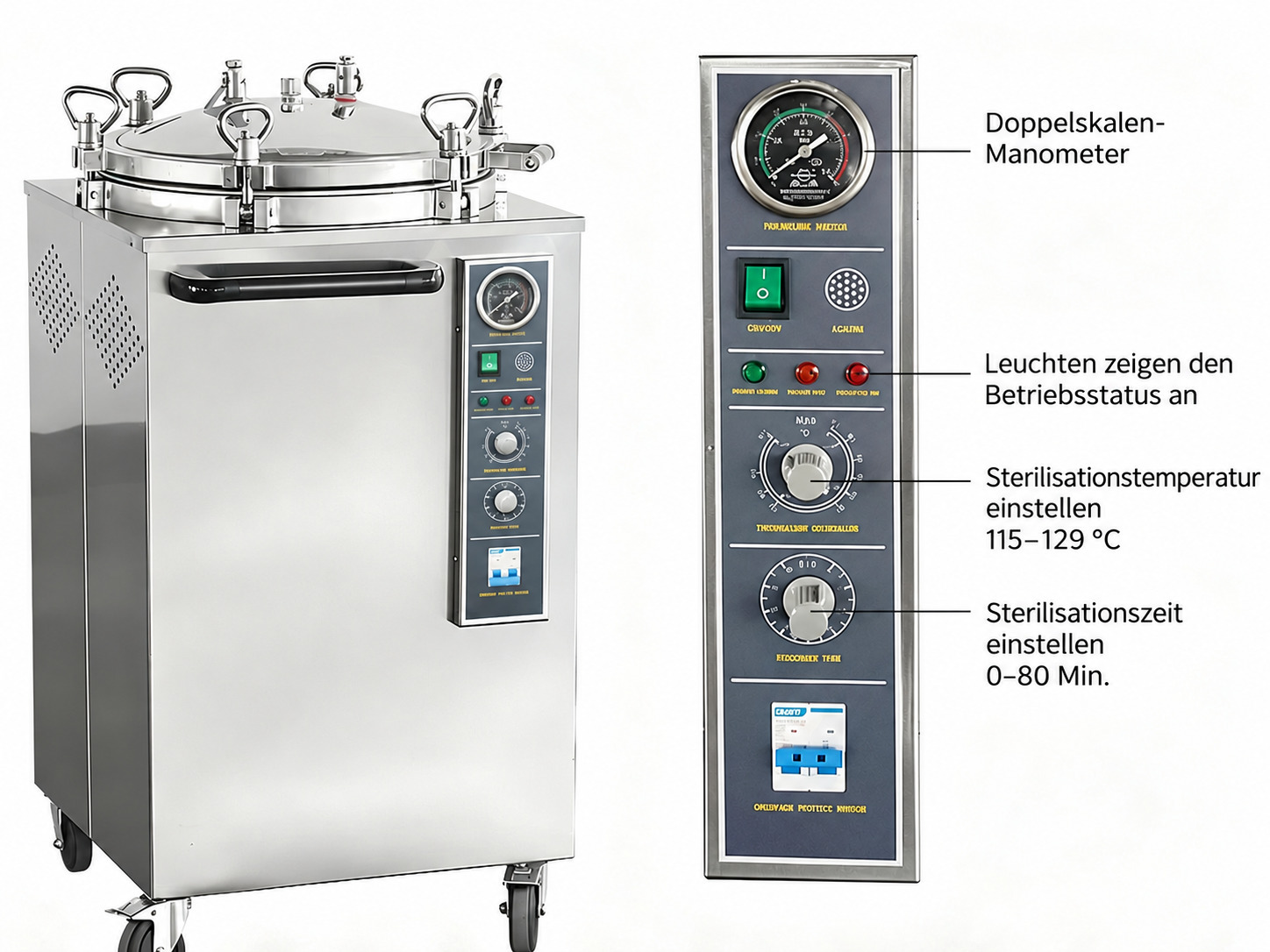 Standautoklav Dampfsterilisator Zahnärztlicher 35 l/50 l/75 l/100 l Standautoklav Dampfsterilisator Zahnärztlicher 35 l/50 l/75 l/100 l
