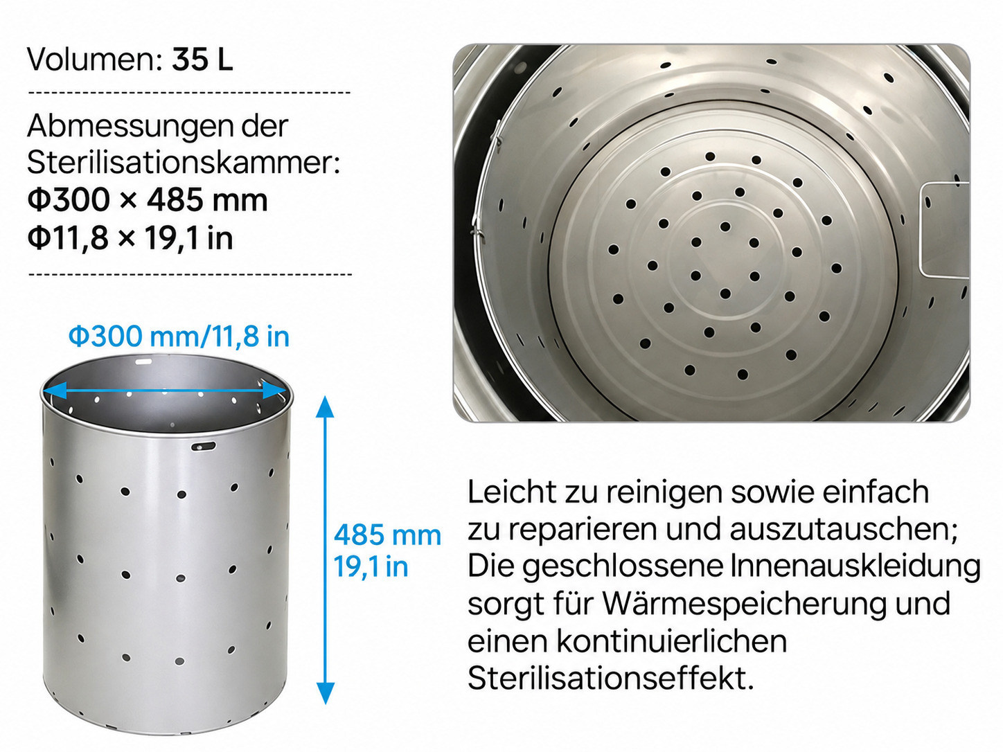 Standautoklav Dampfsterilisator Zahnärztlicher 35 l/50 l/75 l/100 l Standautoklav Dampfsterilisator Zahnärztlicher 35 l/50 l/75 l/100 l