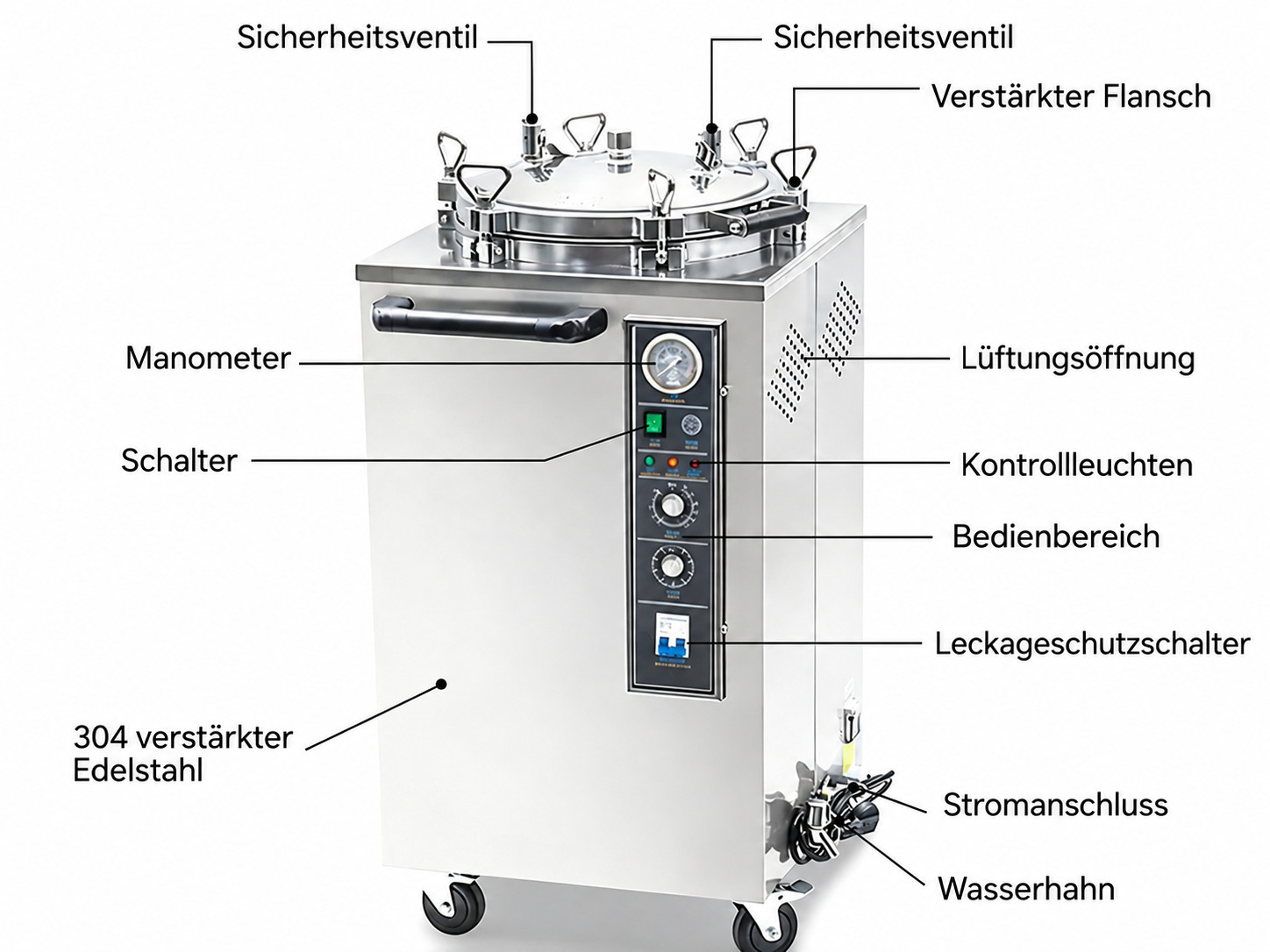 Standautoklav Dampfsterilisator Zahnärztlicher 35 l/50 l/75 l/100 l Standautoklav Dampfsterilisator Zahnärztlicher 35 l/50 l/75 l/100 l