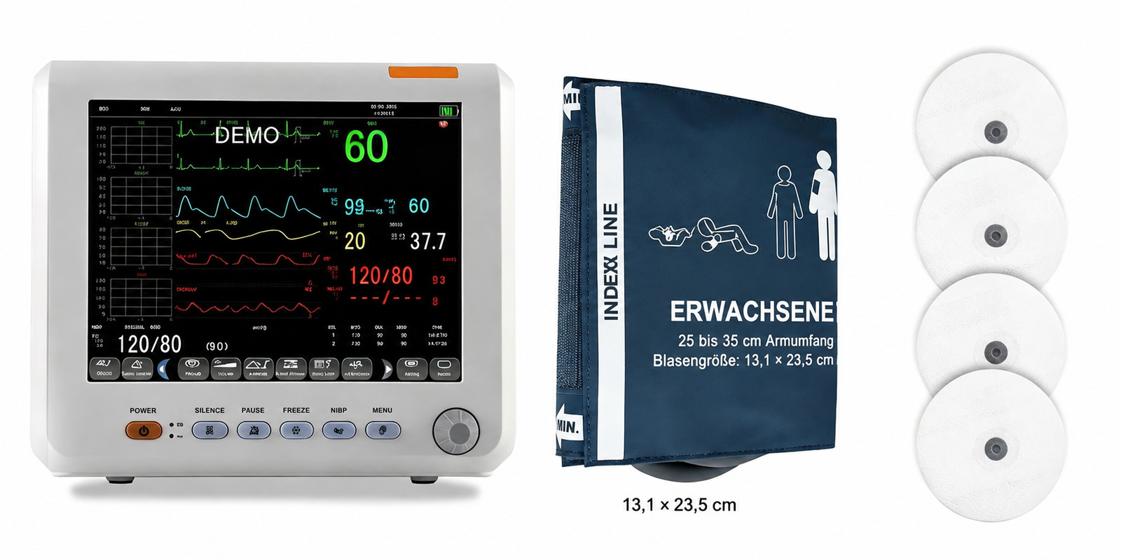SINNOR SNP9000L-D 8-Zoll Patientenmonitor, 6 Parameter (EKG, NIBP, RESP, TEMP, SpO2, PR)