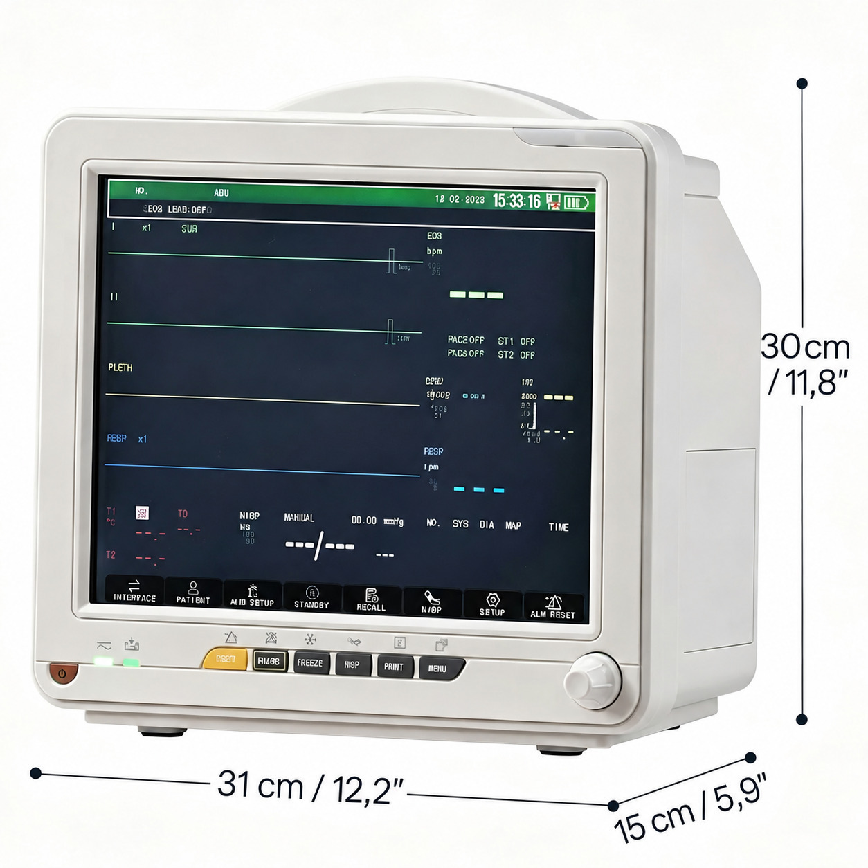 SINNOR SNP9000L-D 8-Zoll Patientenmonitor, 6 Parameter (EKG, NIBP, RESP, TEMP, SpO2, PR)