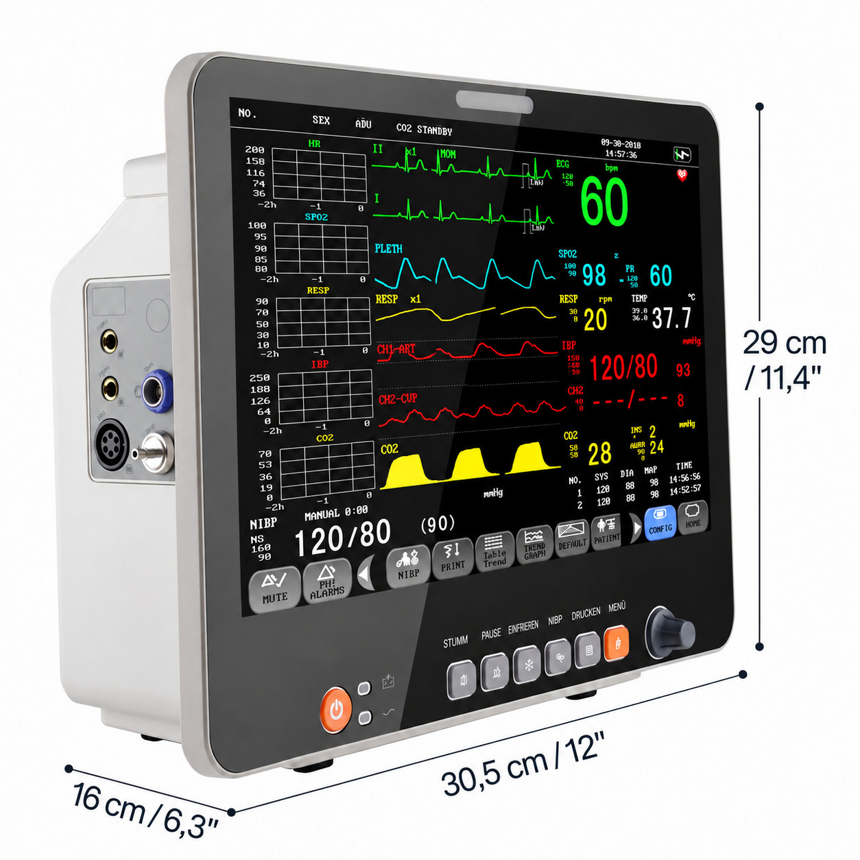 15,6" Multiparameter-Patientenmonitor EKG NIBP Atmung Temperatur SpO2 Pulsfrequenz