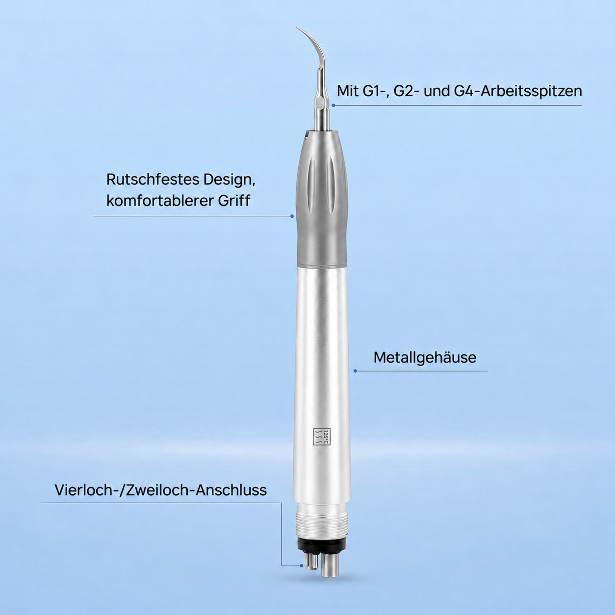 Dental Sonic Airscaler Handst&uuml;ck 2/4-L&ouml;cher mit G1-, G2- und G4-Aufs&auml;tzen