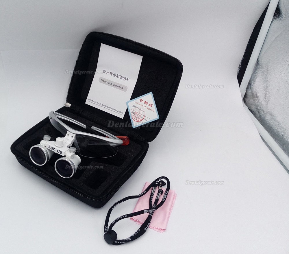 3.5X420mm Lupenbrille Dental Zahn&auml;rztliche Lupe optisches Glas DY-102 4 Farbe