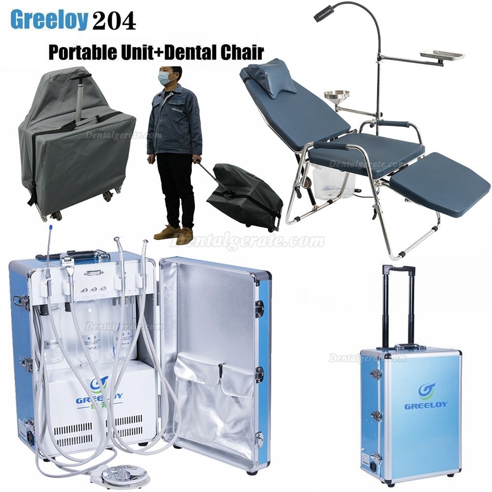 Greeloy&reg; GU-P204S Mobile Dentaleinheit + Greeloy GU-P101 Tragbare Zahnarztst&uuml;hle mit schwarzem Rucksack