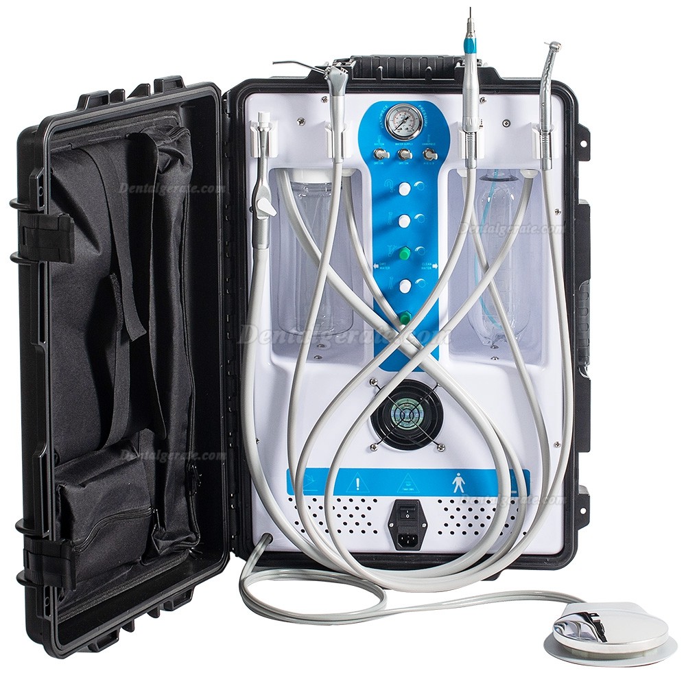 Greeloy&reg; GU-P204S Tragbare Dental Einheit (Kompressor + Saug + Triplex Spritze + HP Tube)