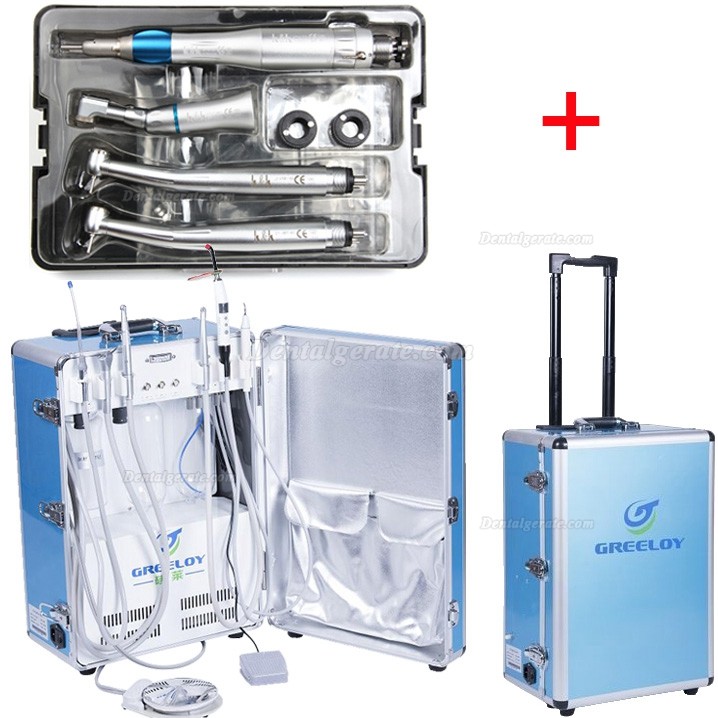 Greeloy® GU-P206 Tragbare Zahnarztpraxis mit Luftverdichtersauger + Dental Handstückeinheit