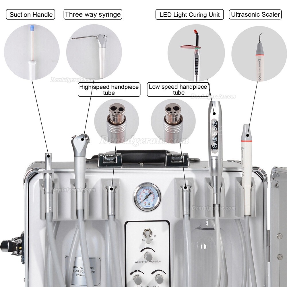Getidy G13-B Mobile Dentaleinheit mit Luftkompressor + Polymerisationslicht und Scaler
