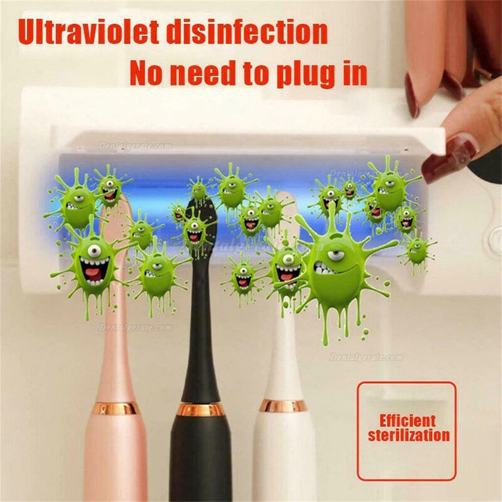 UV LED Wiederaufladbare 4 Lampen Zahnbürste Desinfektionsmittelhalter Timing Sterilisator USB