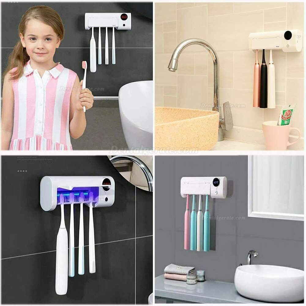UV LED Wiederaufladbare 4 Lampen Zahnbürste Desinfektionsmittelhalter Timing Sterilisator USB