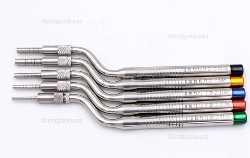 5 Stk./Set Osteotom Set abgewinkelt Osteotomie konkav Sinus Implantat Heber Kassette
