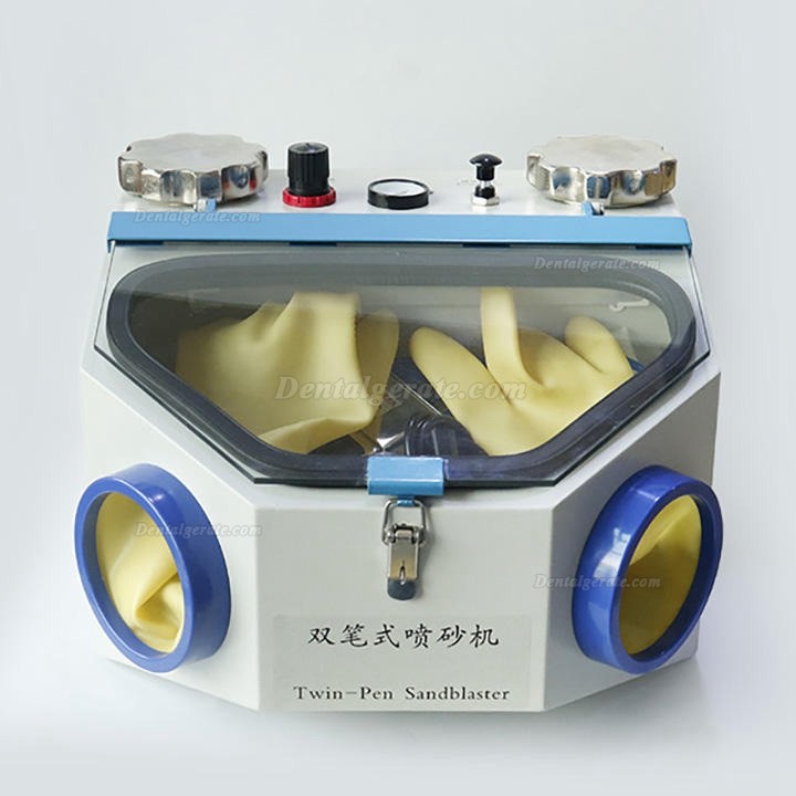 JinGong JG-218 Dentallabor Sandstrahlger&auml;t Feinstrahlkabine Mit Twin-Stift 