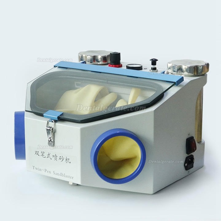 JinGong JG-218 Dentallabor Sandstrahlger&auml;t Feinstrahlkabine Mit Twin-Stift 