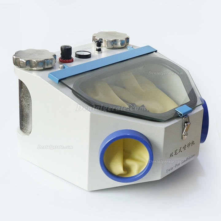 JinGong JG-218 Dentallabor Sandstrahlger&auml;t Feinstrahlkabine Mit Twin-Stift 