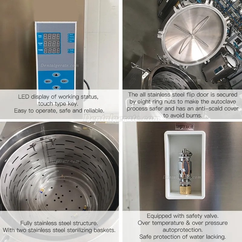 JIBIMED LS-LD 35L/50L/75L/100L/120L/150L Vertikaler Hochdruck Dampf Autoklav Sterilisator 105℃ - 134℃ LED-Anzeige