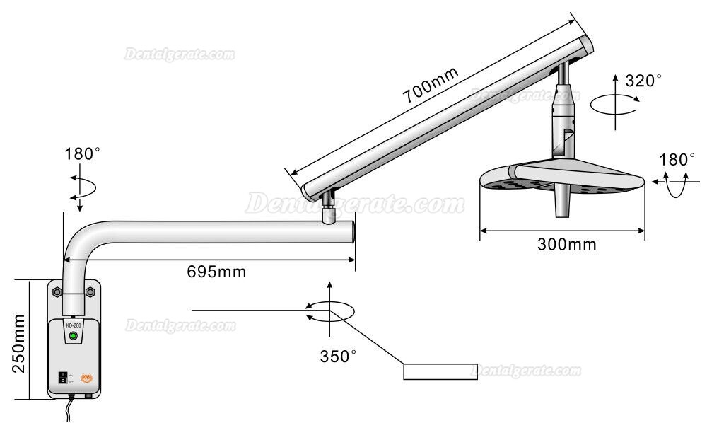 KWS KD-2018B-1 36W Dentale LED-Lampe Wandmontierte Ohne Schatten OP-Leuchte CE