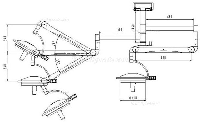 216W LED-OP-Untersuchungslicht mit zwei K&ouml;pfen und schattenloser Lampe KWS KD-2072B-2