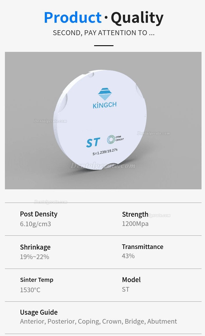 Kingch® 95*10-25mm ST/HT Dentallabor Zirkon Ronden Zirkonoxid Fräsrohlinge (für Zirkon Zahn Cad/Cam Fräsmaschine) Kingch® 95*10-25mm ST/HT Dentallabor Zirkon Ronden Zirkonoxid Fräsrohlinge (für Zirkon Zahn Cad/Cam Fräsmaschine)