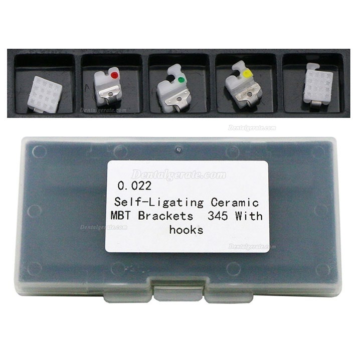 1 Box Dental Kieferorthop&auml;dische Selbstligierende Keramik Brackets St&auml;nder MBT 022 345 Haken