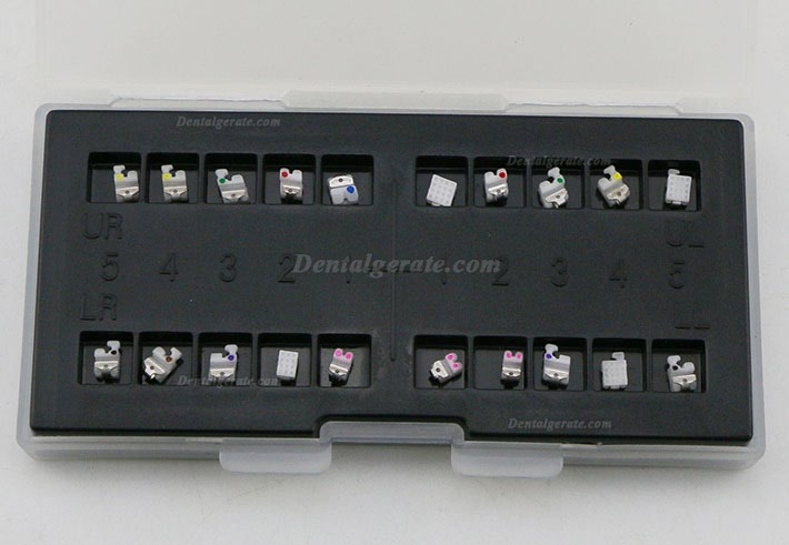 1 Box Dental Kieferorthop&auml;dische Selbstligierende Keramik Brackets St&auml;nder MBT 022 345 Haken