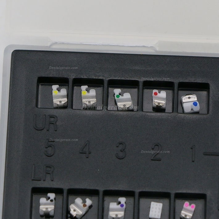 1 Box Dental Kieferorthop&auml;dische Selbstligierende Keramik Brackets St&auml;nder MBT 022 345 Haken