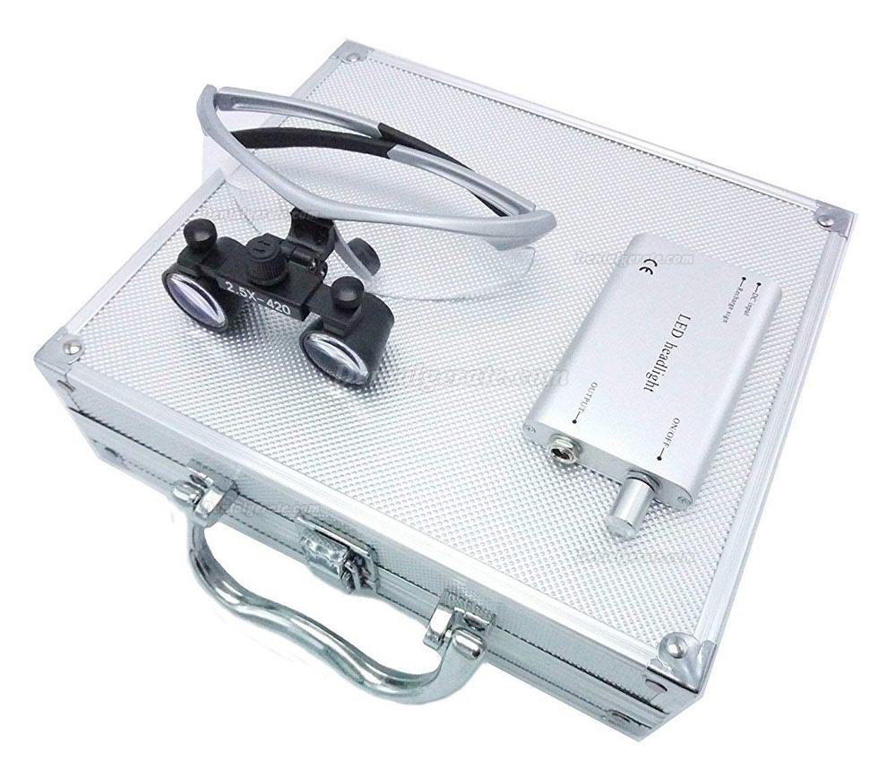 Dental Chirurgischer Lupenbrille Lupen 2.5 &times; 420 mm optische Gl&auml;ser mit 3 W LED Scheinwerfer Lampe