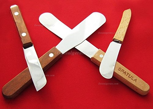 4pcs Dentallabor Metall Klinge H&ouml;lzernes Handgrif Werkzeugef Spatel