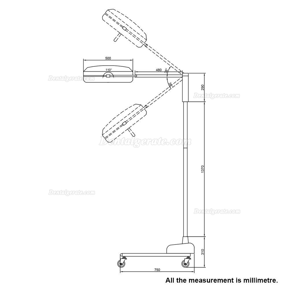 Dental Behandlungsleuchte / Mobile OP Lampe Zahnarzt (5 Reflektoren 30 LEDs)