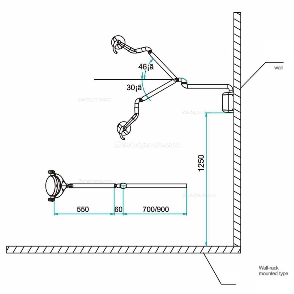 KY&reg; P106A 28W OP-Leuchte f&uuml;r Dentalbereich 9 LED Lampe (an der Wand montiert)