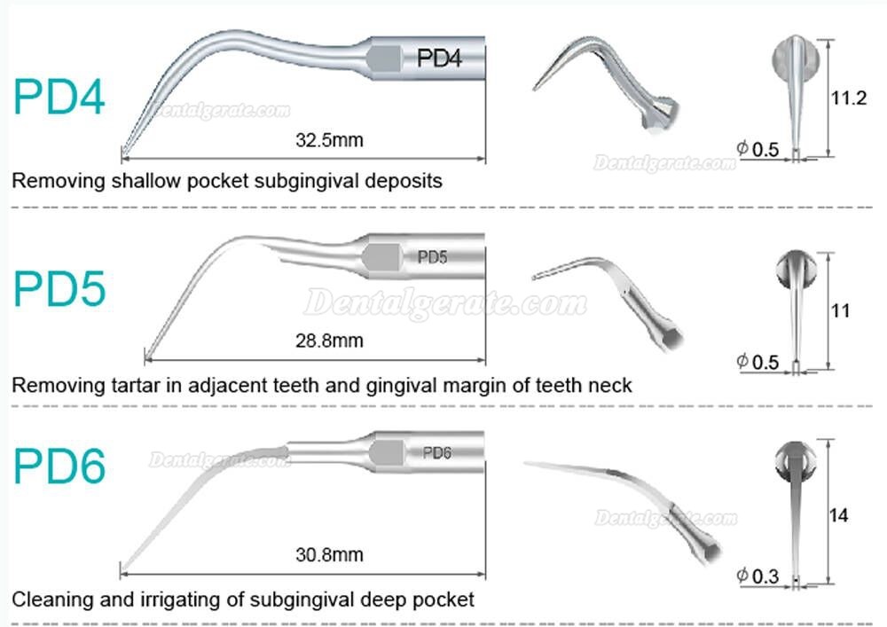 10 Stück Refine® UltraschallScaler Piezo Spitzen für Parodontologie P10 P11 P12 P14L P18 P20 P20L P20R P21 22 LR Kompatibler EMS